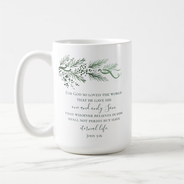 John 3:16 Elegant Modernes religiöses Weihnachtsge Kaffeetasse (Links)