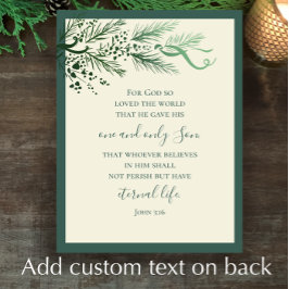 John 3:16 Elegante Moderne Grüne Gewohnte Weihnach Feiertagskarte