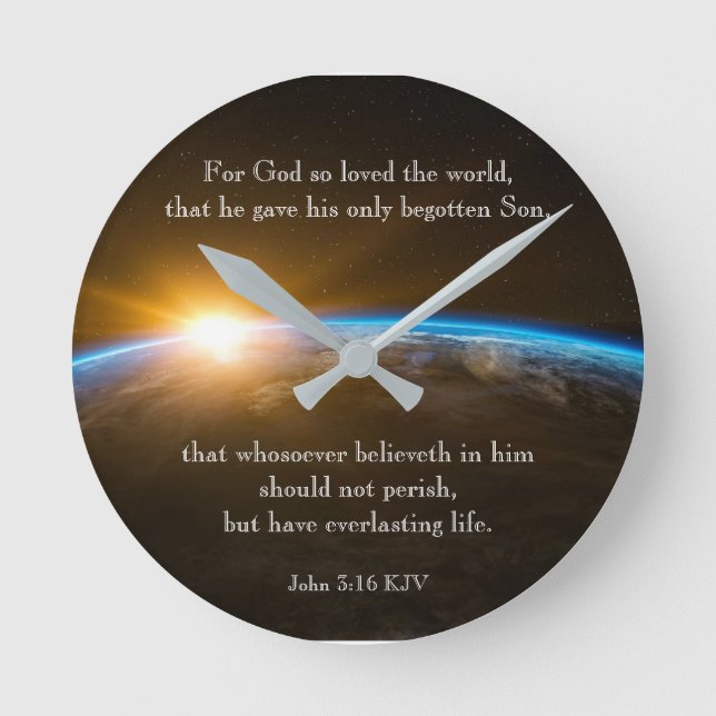 John 3:16 - Für Gott so liebte die Welt Runde Wanduhr (Vorderseite)