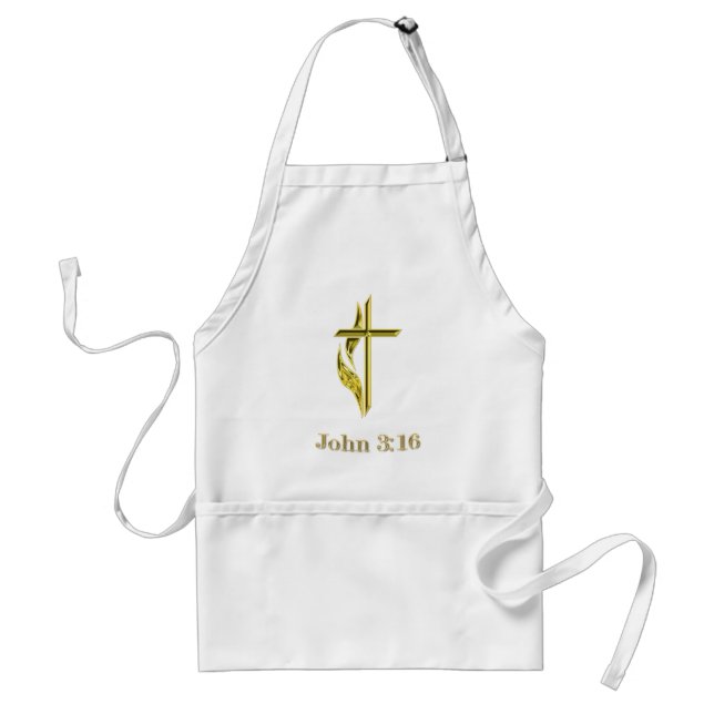 John 3:16 Geschenke aus dem Christlichen Gold Cros Schürze (Vorne)