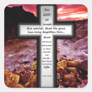 John 3:16 Geschenke Quadratischer Aufkleber