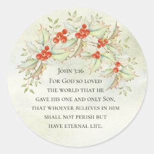 John 3:16 God so Loved the World Runder Aufkleber