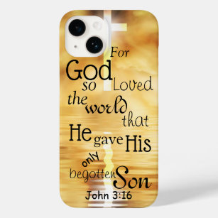 John 3 16 Gott liebte das World Bible Verse Case-Mate iPhone 14 Hülle
