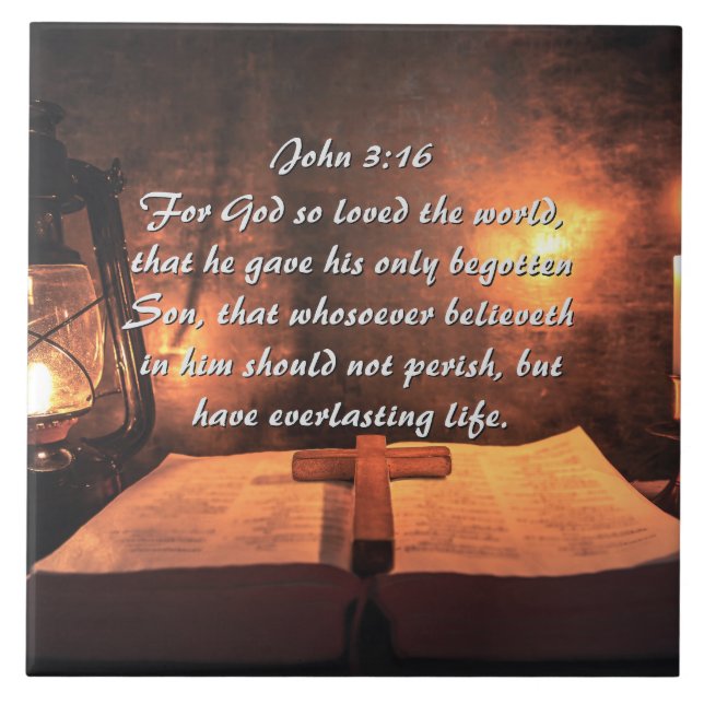 John 3:16 Gott so liebte die Welt, Laterne Fliese (Vorderseite)