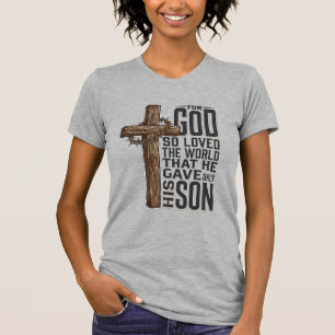 John 3_16 Kreuz Vintage Gravur Christliches Design T-Shirt