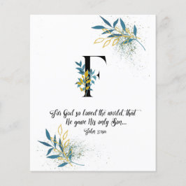 John 3:16, Letter F, Aquarellschrift-Karte