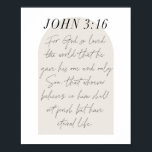 John 3:16 Minimal Boho Beige Arch Script Poster<br><div class="desc">Für Gott so liebte die Welt ... - John 3:16 Minimal Boho Beige Arch Script</div>