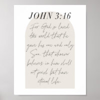 John 3:16 Minimal Boho Beige Arch Script
