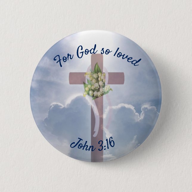 John-3:16 mit christlichem Kreuz Ostern Button (Vorderseite)