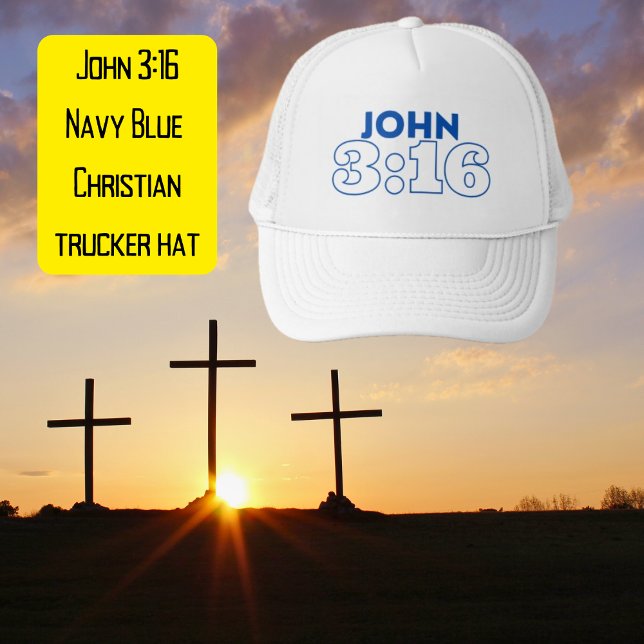 John 3:16 Navy Blue Christlich Hat Truckerkappe (Von Creator hochgeladen)