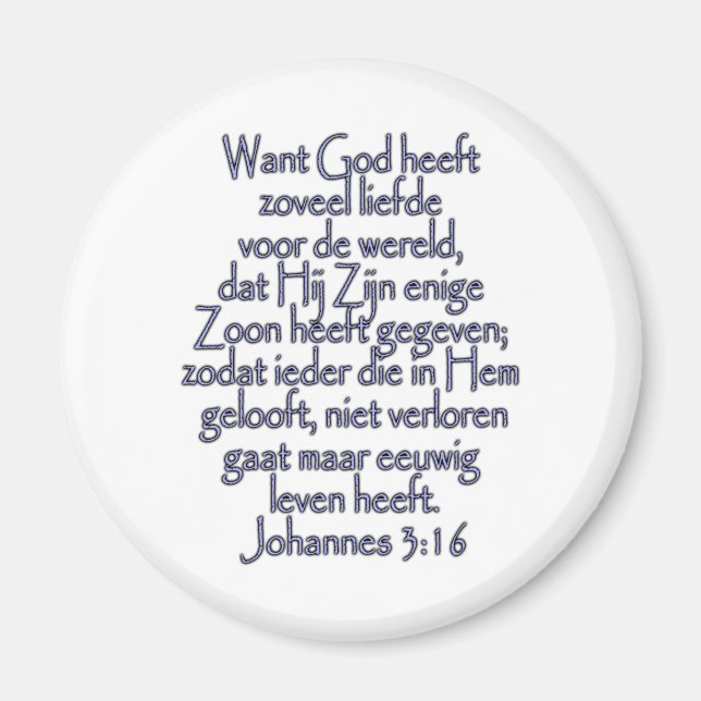 John 3:16 Niederländisch Magnet (Vorne)