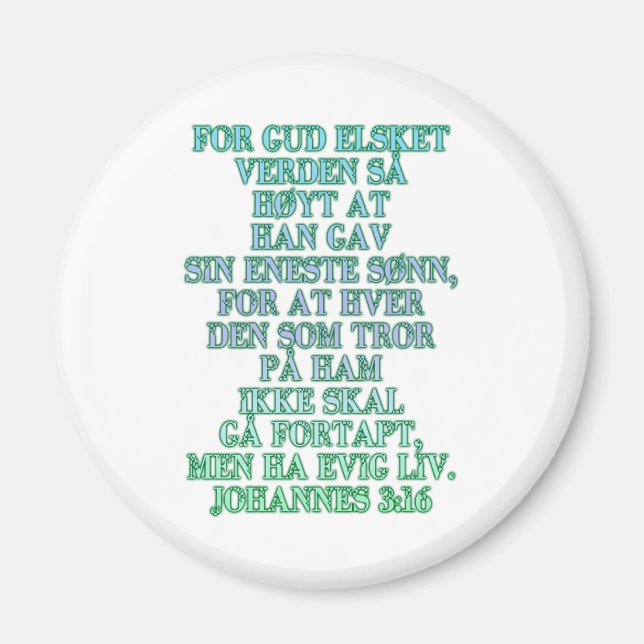 John 3:16 Norwegisch Magnet (Vorne)
