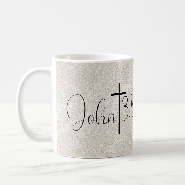 John 3:16 Pearl Background Kaffeetasse (Links)
