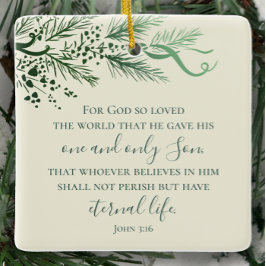 John 3:16 Personalisiert Sage Pine Christmas Gesch Keramikornament