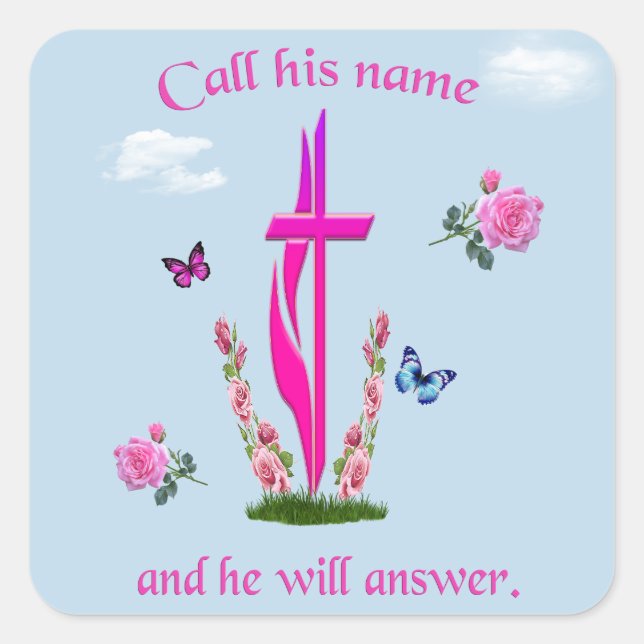 John 3:16 quadratischer aufkleber (Vorderseite)