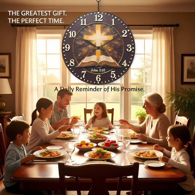 John 3:16 Radiant Scripture Große Wanduhr (Von Creator hochgeladen)