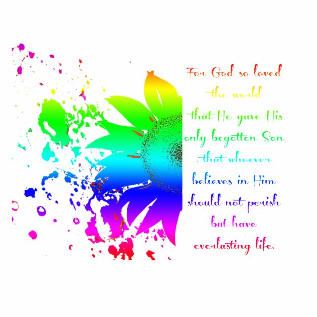 John 3:16 Regenbogensonnenblütenmagnet Fotoskulptur Magnet (Vorne)