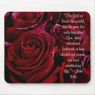John 3:16 rote Rosen Mousepad