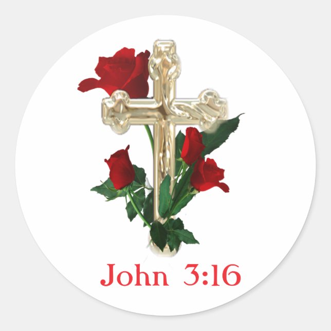 John 3:16 runder aufkleber (Vorderseite)
