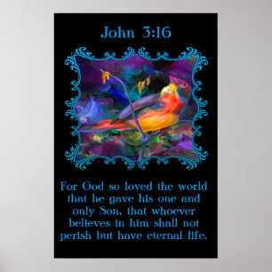 John 3:16 Schöner Regenbogen-bunter Sperling Poster