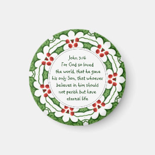 John 3:16 Schrift mit Weihnachten Holly Magnet