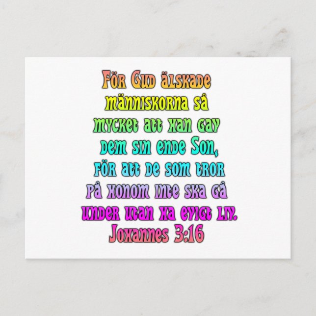 John 3:16 Schwedisch Postkarte (Vorderseite)