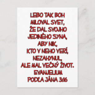 John 3:16 Slowakisch Postkarte