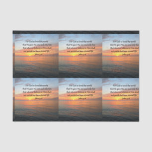 JOHN 3:16 SONNENREISE ÜBER DEM OZEANISCHEN FOTO SEIDENPAPIER