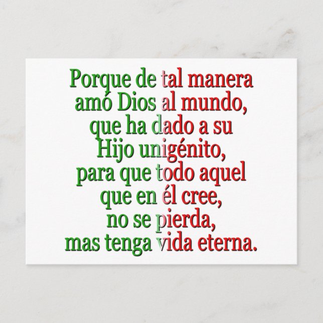 John 3:16 Spanisch Postkarte (Vorderseite)