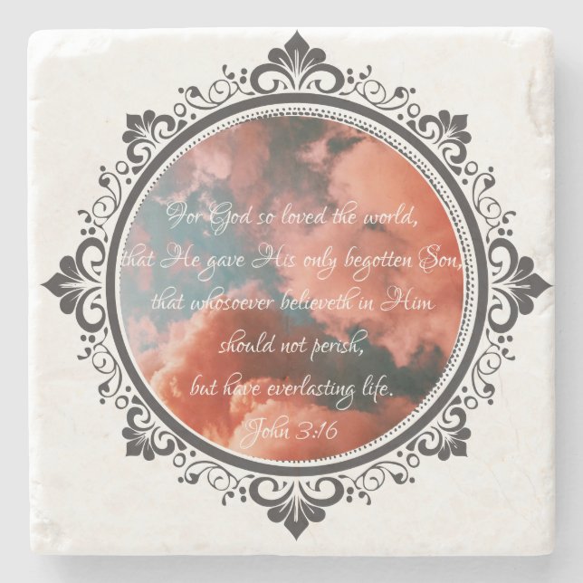 John 3:16 Stone Untersetzer (Vorderseite)