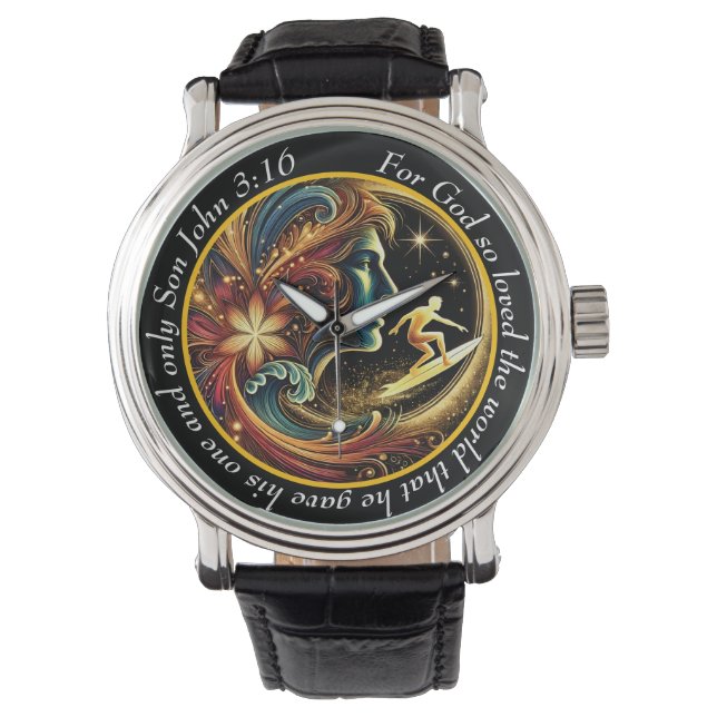 John 3:16 Surfer Uhr Ocean Journey Glaube (Vorderseite)