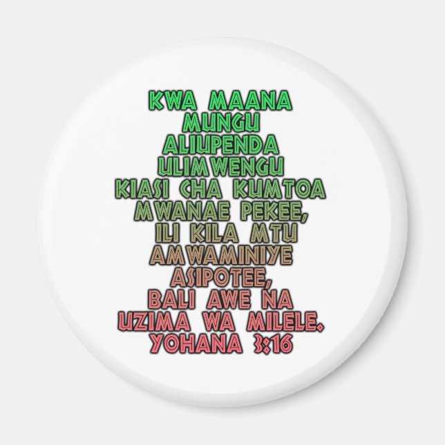 John 3:16 Swahili Magnet (Vorne)