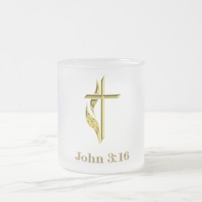 John 3:16 T - Shirt und mehr Mattglastasse (Mittel)