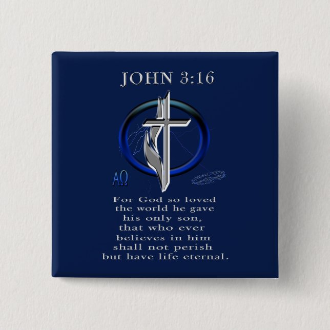John 3:16 Tasten Button (Vorderseite)