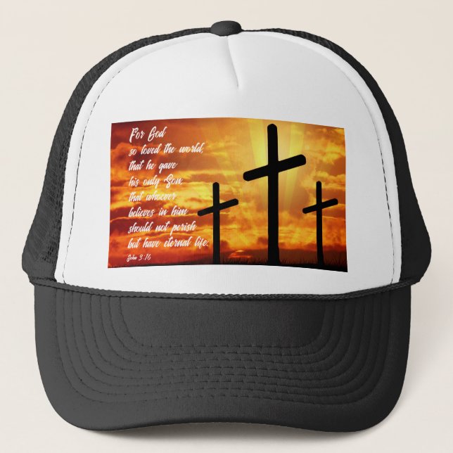 JOHN 3:16 TRENDY BIBLE VERSE CHRISTLICH GIFT TRUCKERKAPPE (Vorderseite)