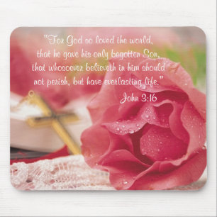 John-3:16 Version - Goldkreuz u. rosa Rose Mousepad