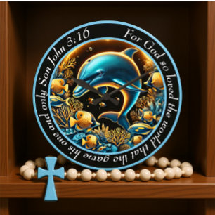 John 3:16 Verspielte Tiefen Dolphin Sohn Gottes Große Wanduhr