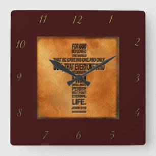 John 3:16 Wall Clock Quadratische Wanduhr
