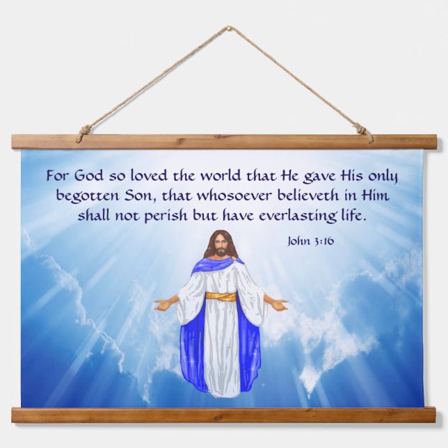 John 3:16 wandteppich mit holzrahmen (Vorne)