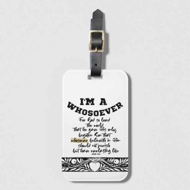 John 3.16 Wer auch immer Gepäckanhänger (Vorderseite Vertikal)