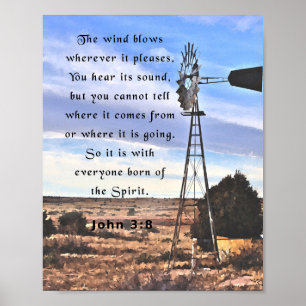 John 3:8, Bibelverse Poster