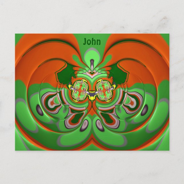 JOHN ~ 3D Design Pattern ~ Weihnachtsfarben~ Postkarte (Vorderseite)