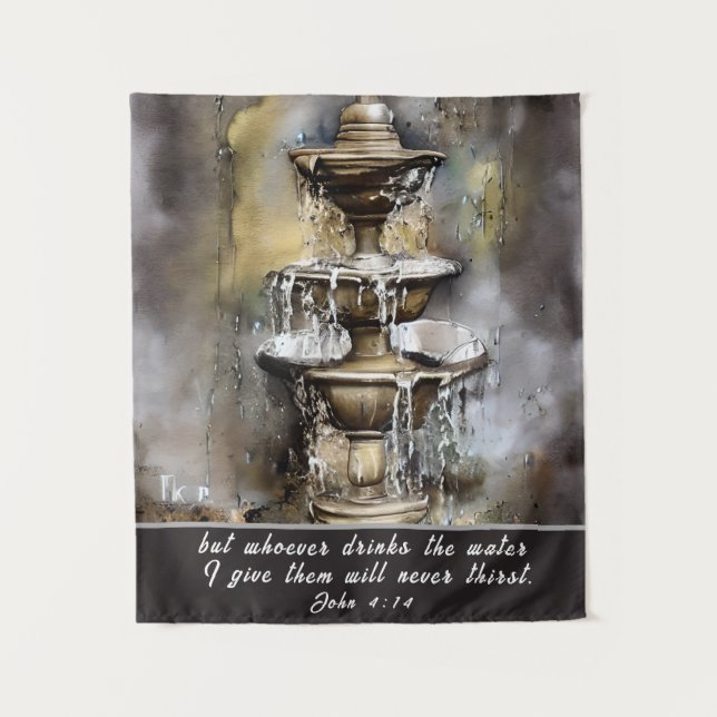 John 4:14 Wer das Wasser trinkt, das ich Bibel geb Wandteppich (Vorderseite)