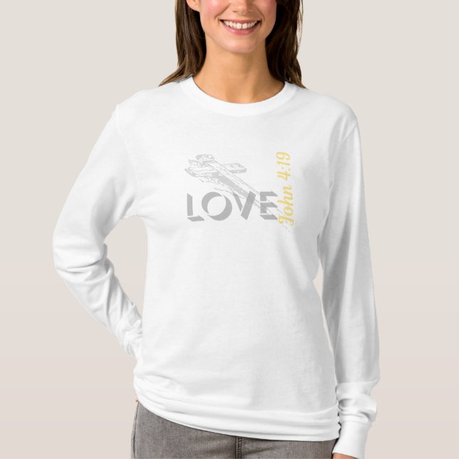 John 4:19 Christlicher T - Shirt "LIEBE" (Vorderseite)