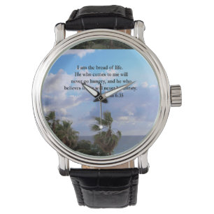 JOHN 6:25 FOTO OZEAN UND PALMBAUM ARMBANDUHR