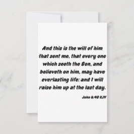 John 6:40 KJV Bible Verse Flat Greeting Card Karte