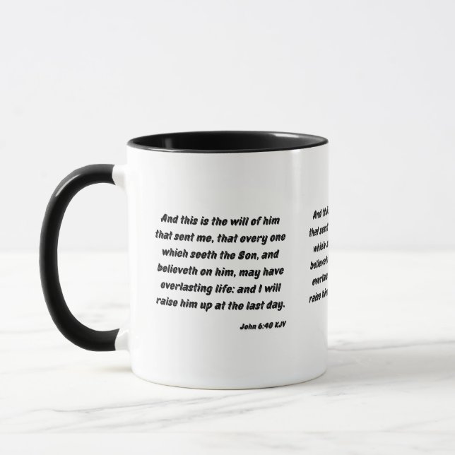 John 6:40 KJV Bible Verse Zwei-Tone-Tasse Tasse (Links)