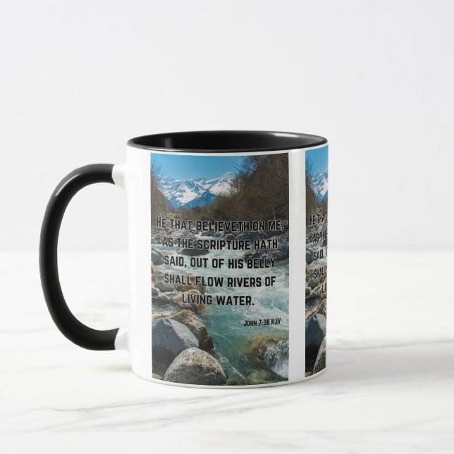 John 7:38 KJV Bible Scripture Pic Two-Tone Tasse (Links)