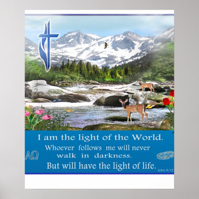 John 8:12 Ich bin das Lichtplakat Poster (Vorne)