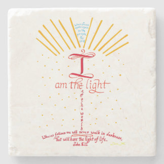 John 8 12 Jesus, ich bin die leichte Bibel Verse Steinuntersetzer